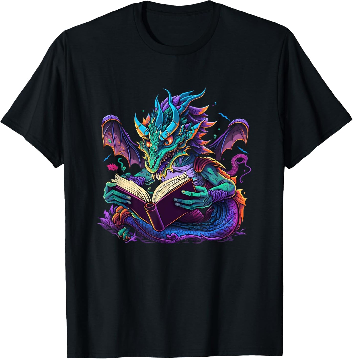 Dragon Reading Book T-Shirt - T-Shirt | Black