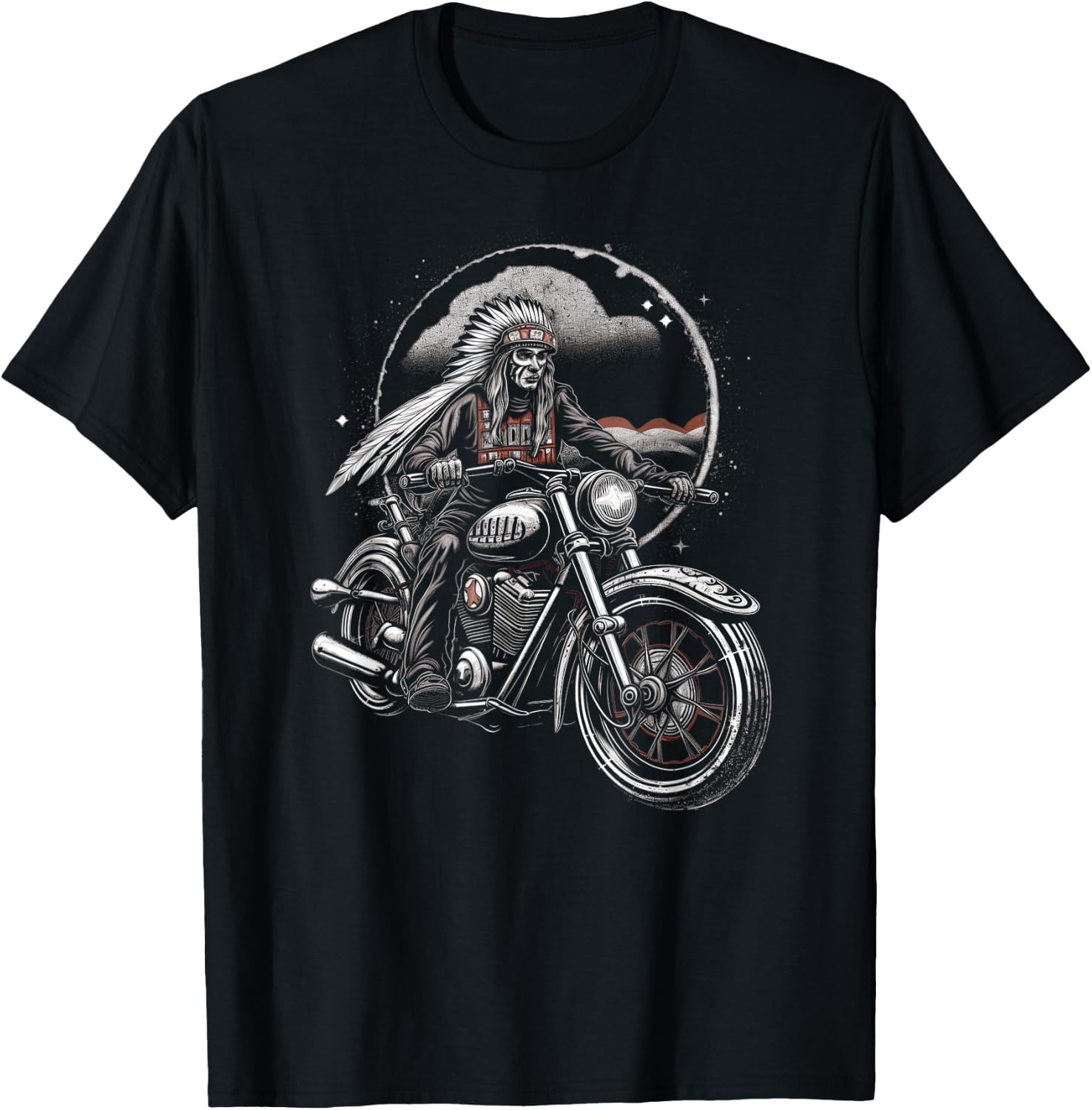 Native American bikes Motorcycle Indian Bikers old classic T-Shirt - T-Shirt | Black