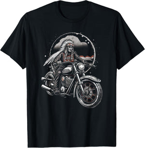 Native American bikes Motorcycle Indian Bikers old classic T-Shirt - T-Shirt | Black