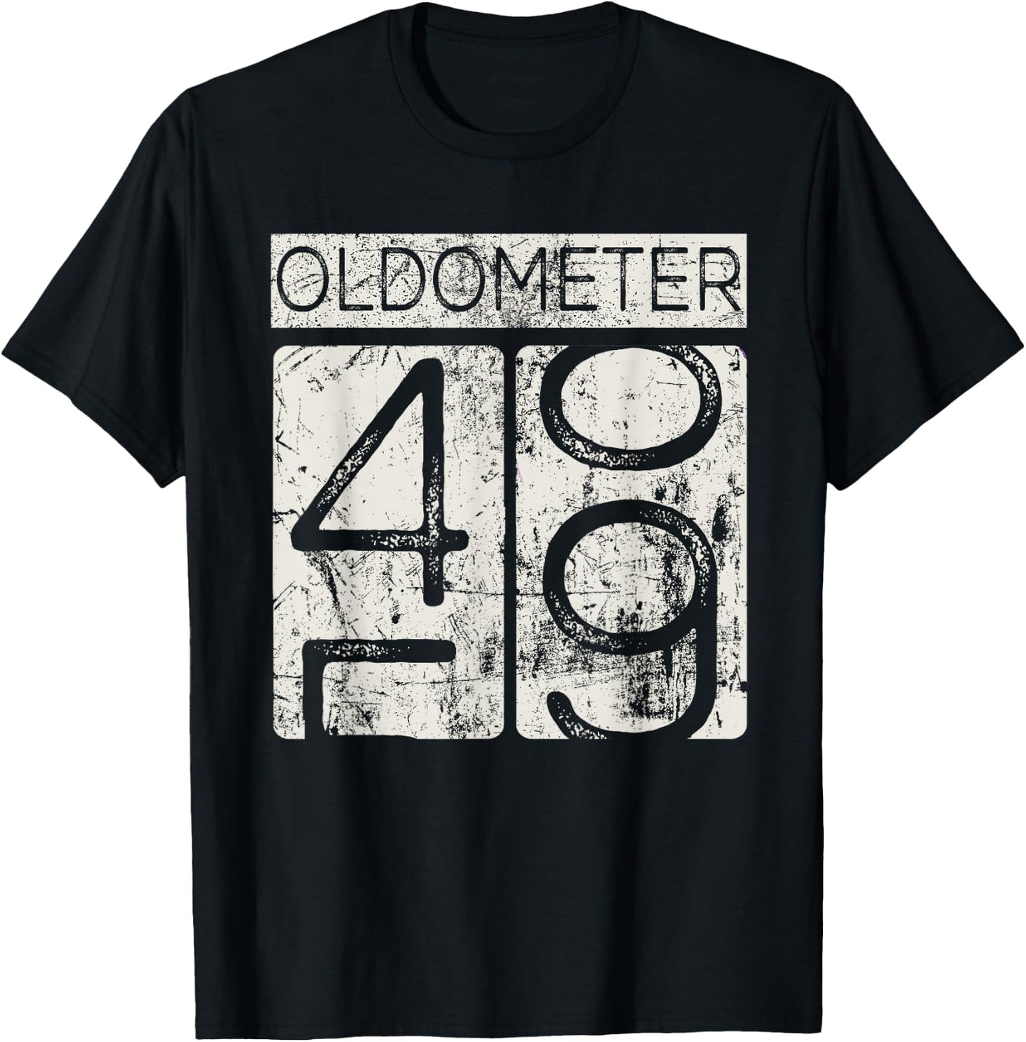 Vintage Distressed Oldometer 48-49- 49th Birthday Gift T-Shirt - T-Shirt | Black