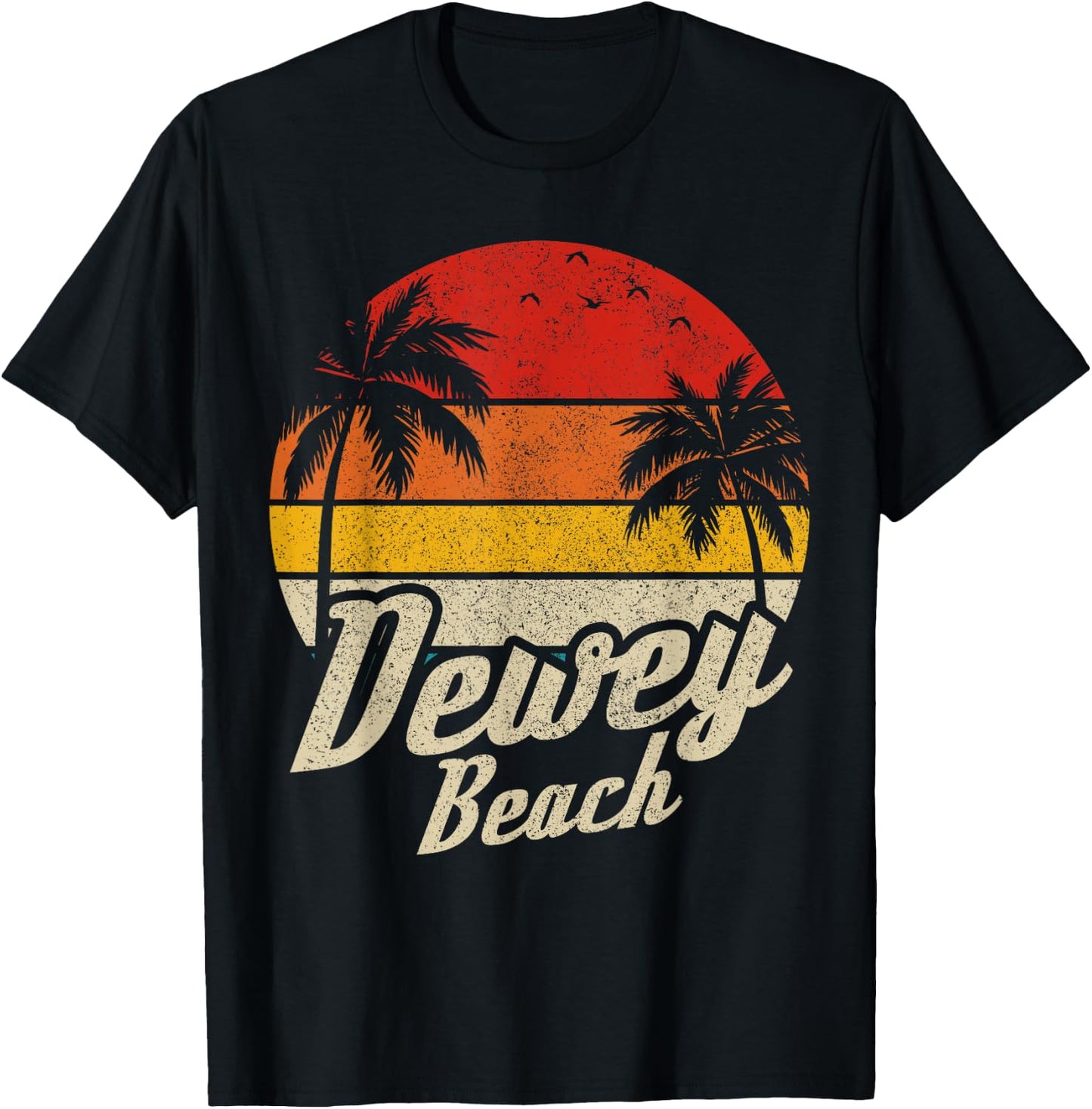 Dewey Beach Delaware Vintage Surfer Surf Retro Vacation T-Shirt - T-Shirt | Black