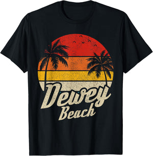 Dewey Beach Delaware Vintage Surfer Surf Retro Vacation T-Shirt - T-Shirt | Black