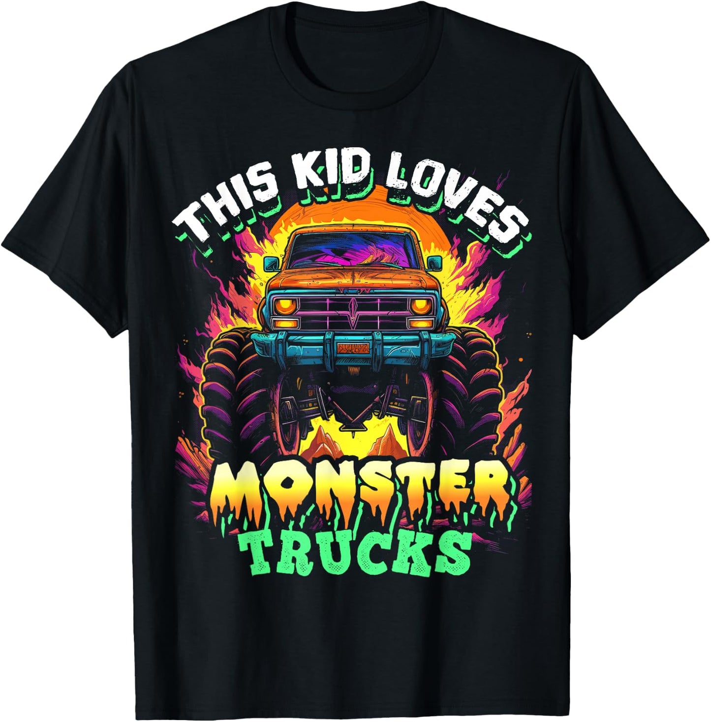 Monster Truck for Toddlers, Kids Monster Truck Vintage Retro T-Shirt - T-Shirt | Black