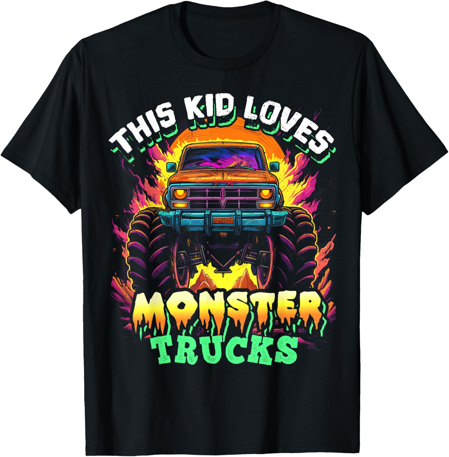 Monster Truck for Toddlers, Kids Monster Truck Vintage Retro T-Shirt - T-Shirt | Black