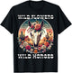Wild Flowers and Wild Horses Vintage Sunset Country Cowgirl T-Shirt - T-Shirt | Black