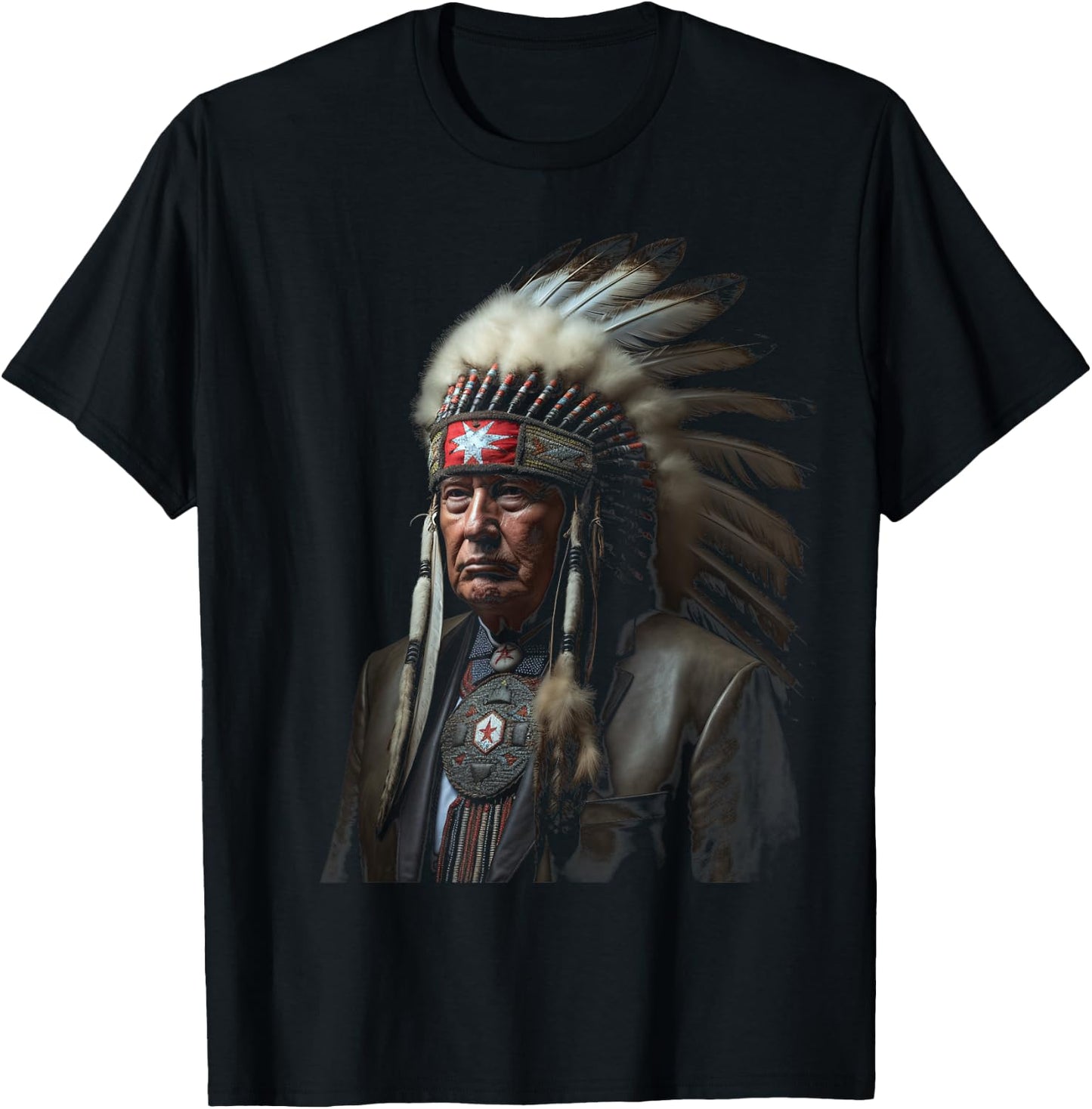 Trump Native American Indian Warrior Native American Trump T-Shirt - T-Shirt | Black