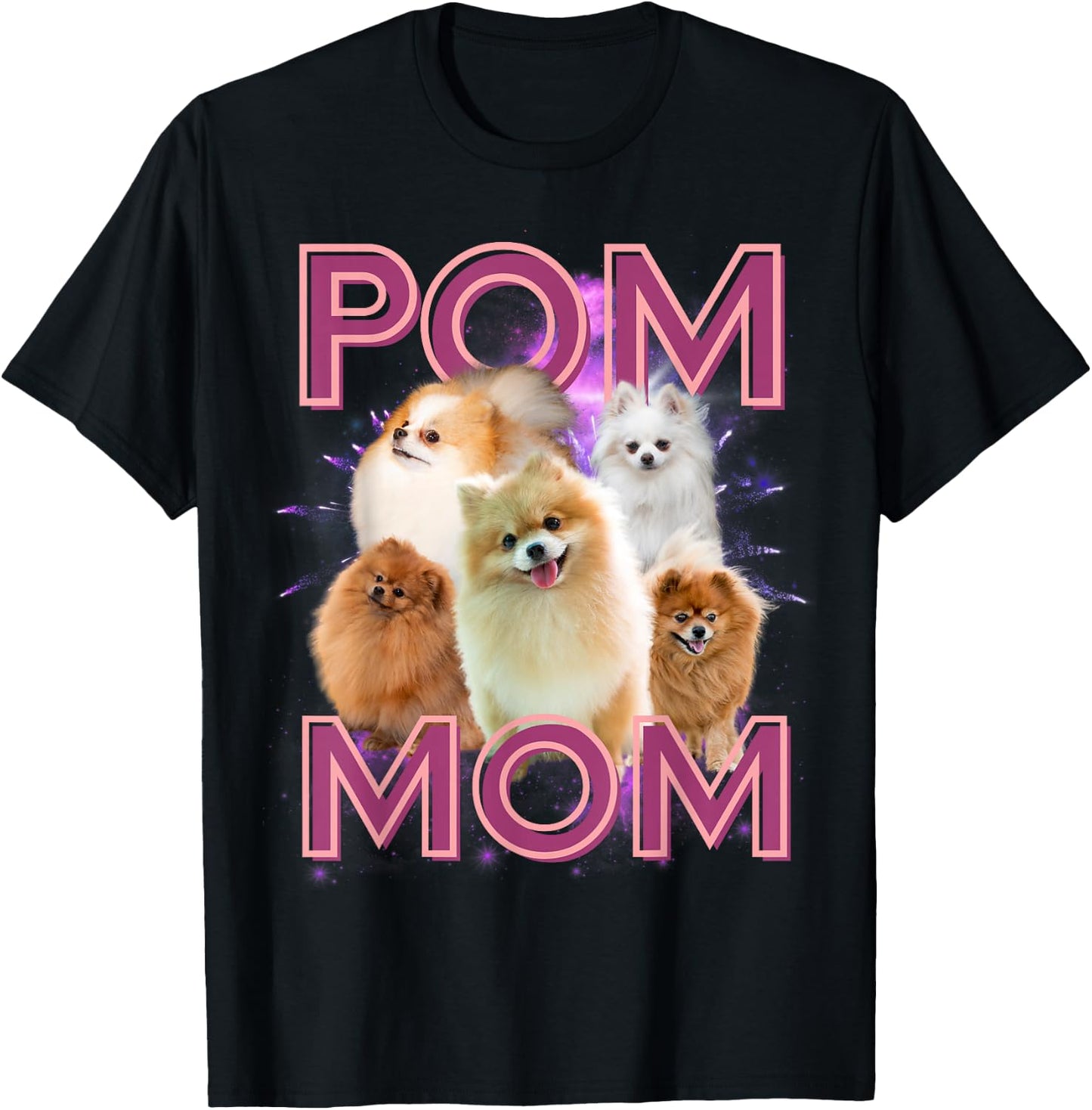 Pom Mom Pomeranian Dog Retro Bootleg T-Shirt - T-Shirt | Black