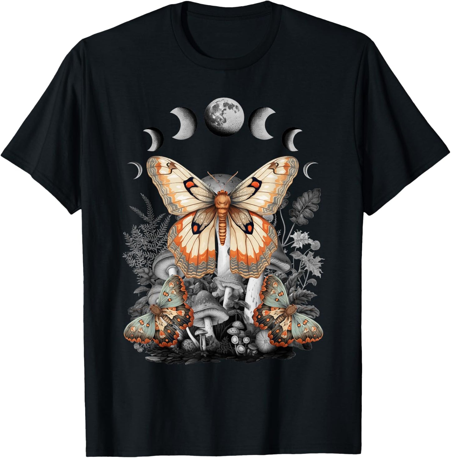 Fairycore Fairy Butterfly Moth Grunge Mushroom Y2K Aesthetic T-Shirt - T-Shirt | Black