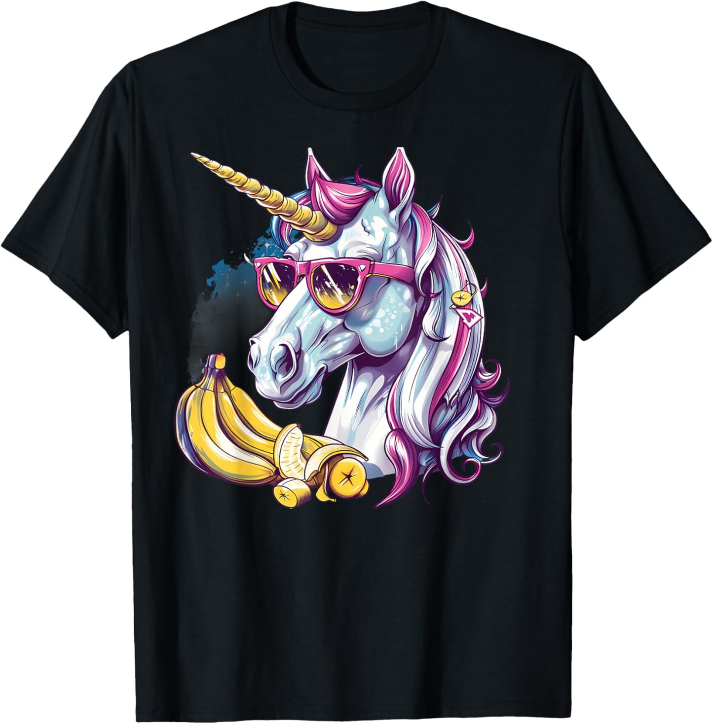 Banana Unicorn Portrait Artwork Banana Lover Bananas Fruit T-Shirt - T-Shirt | Black