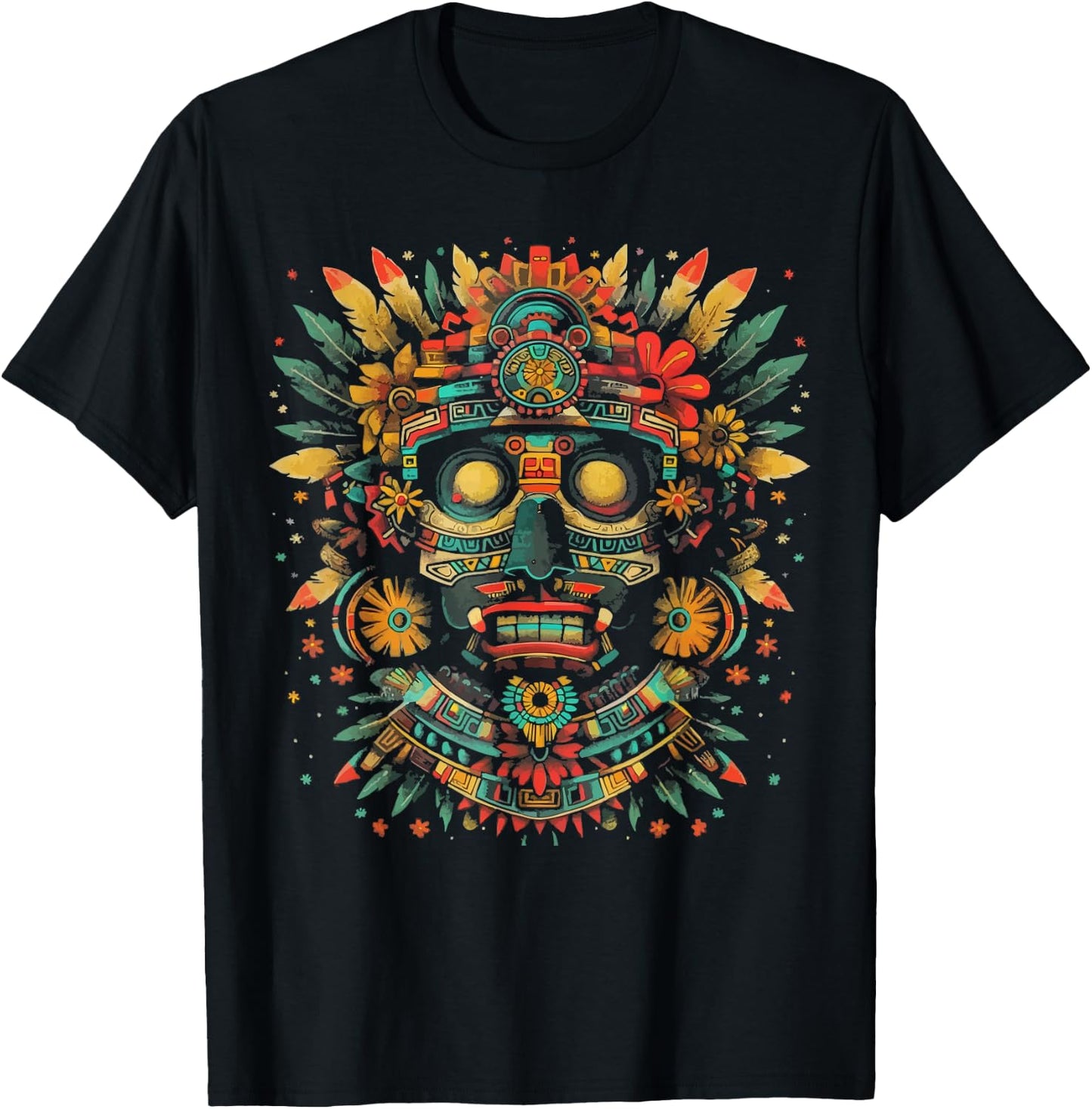 Aztec God Aztec Culture Mayan Indigenous Tlaloc Statue T-Shirt - T-Shirt | Black