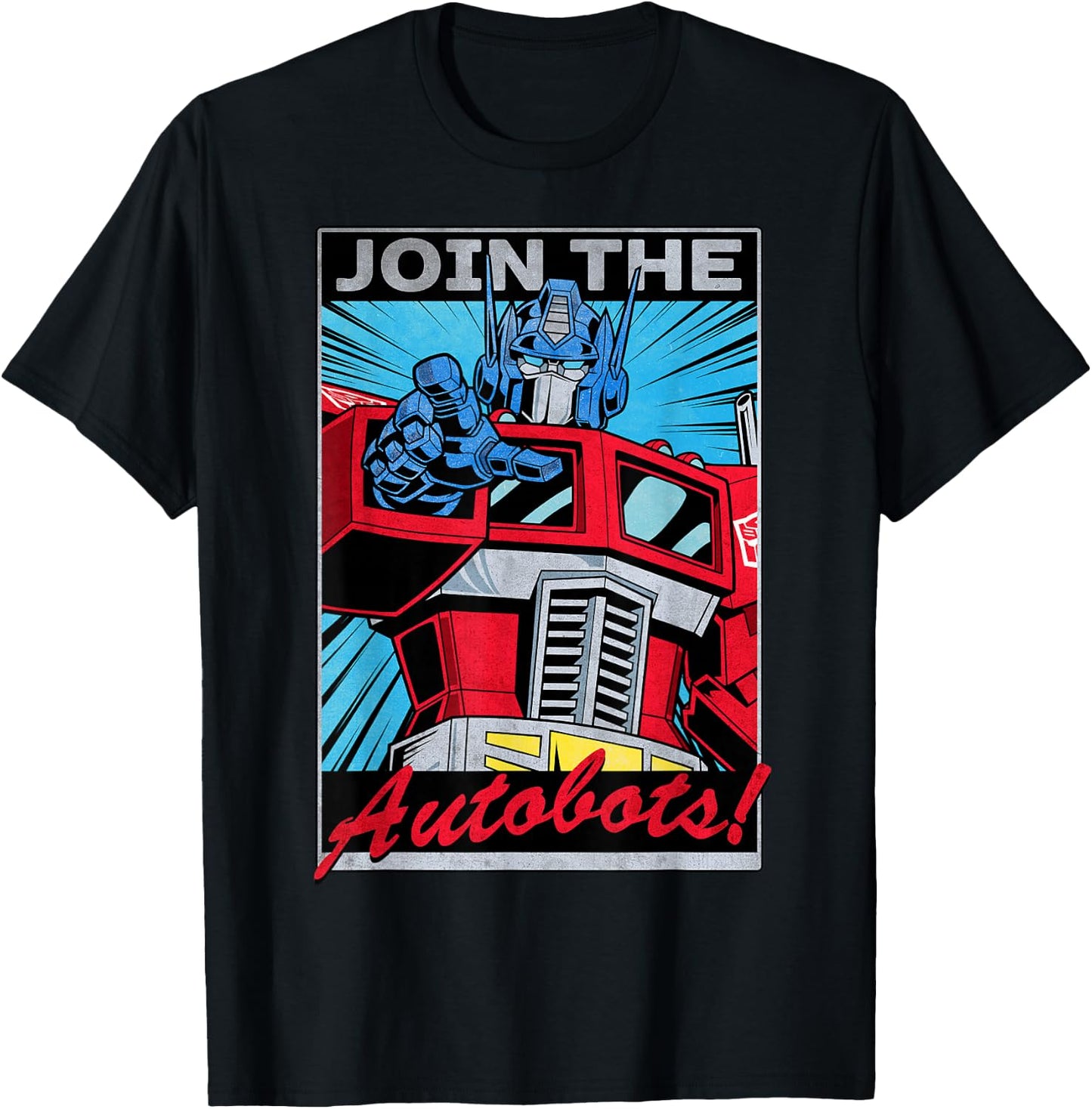 Transformers Optimus Prime Join The Autobots Retro Poster Small T-Shirt - T-Shirt | Black