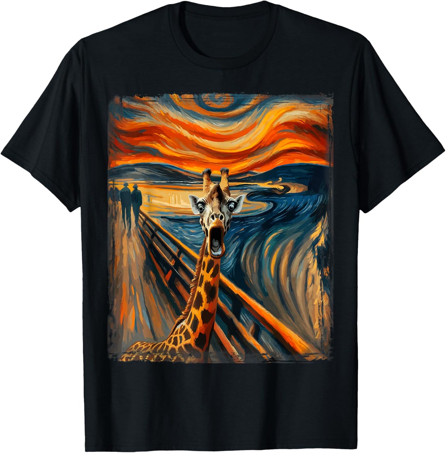 Artist Scream Parody Funny Animal Painting Art Humor Giraffe T-Shirt - T-Shirt | Black