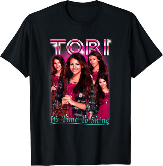 Victorious Tori Vega It's Time To Shine Vintage Poster T-Shirt - T-Shirt | Black
