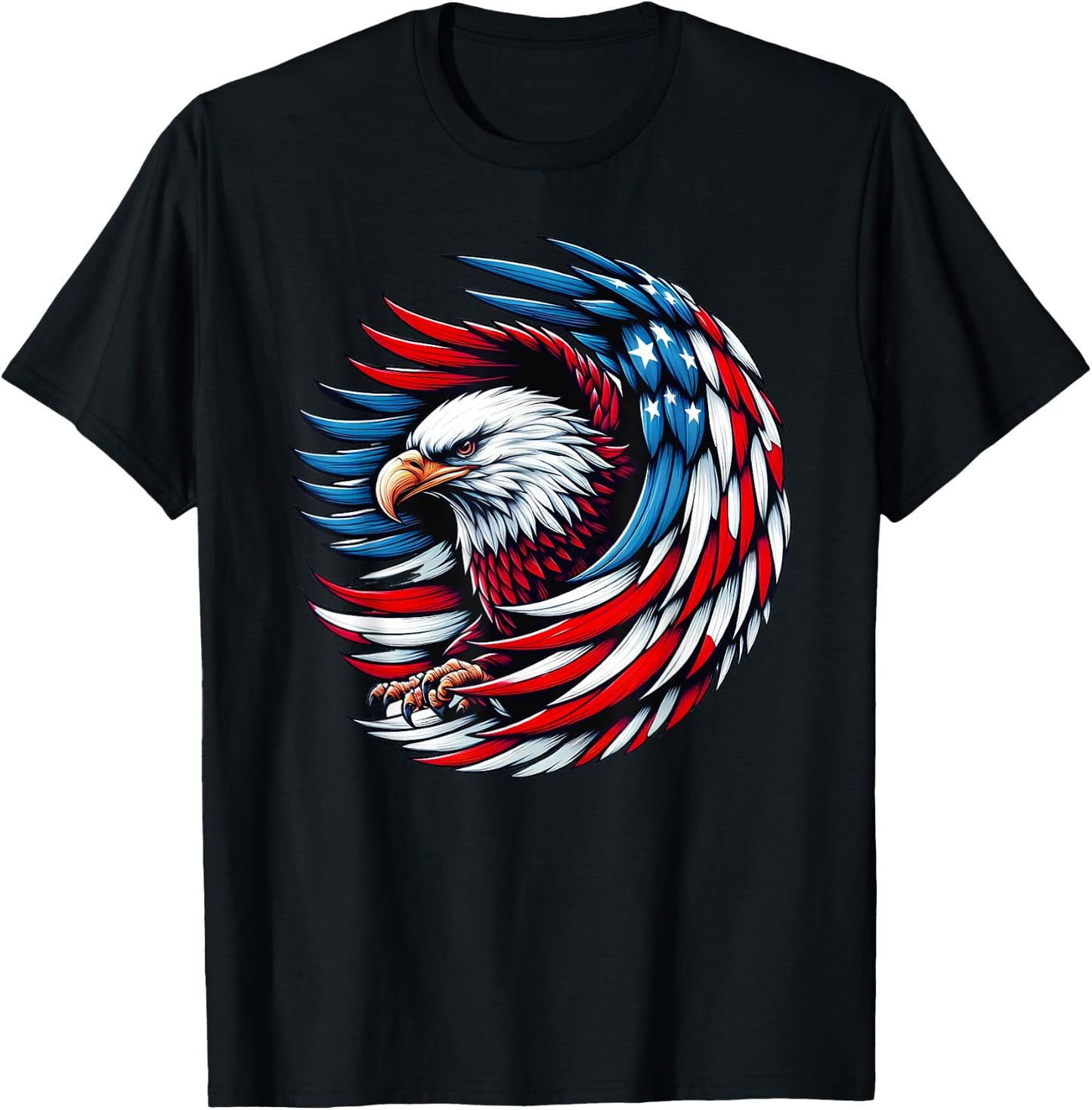 American Bald Eagle USA Flag 4th of July Patriotic Eagle Kids Men T-Shirt - T-Shirt | Black