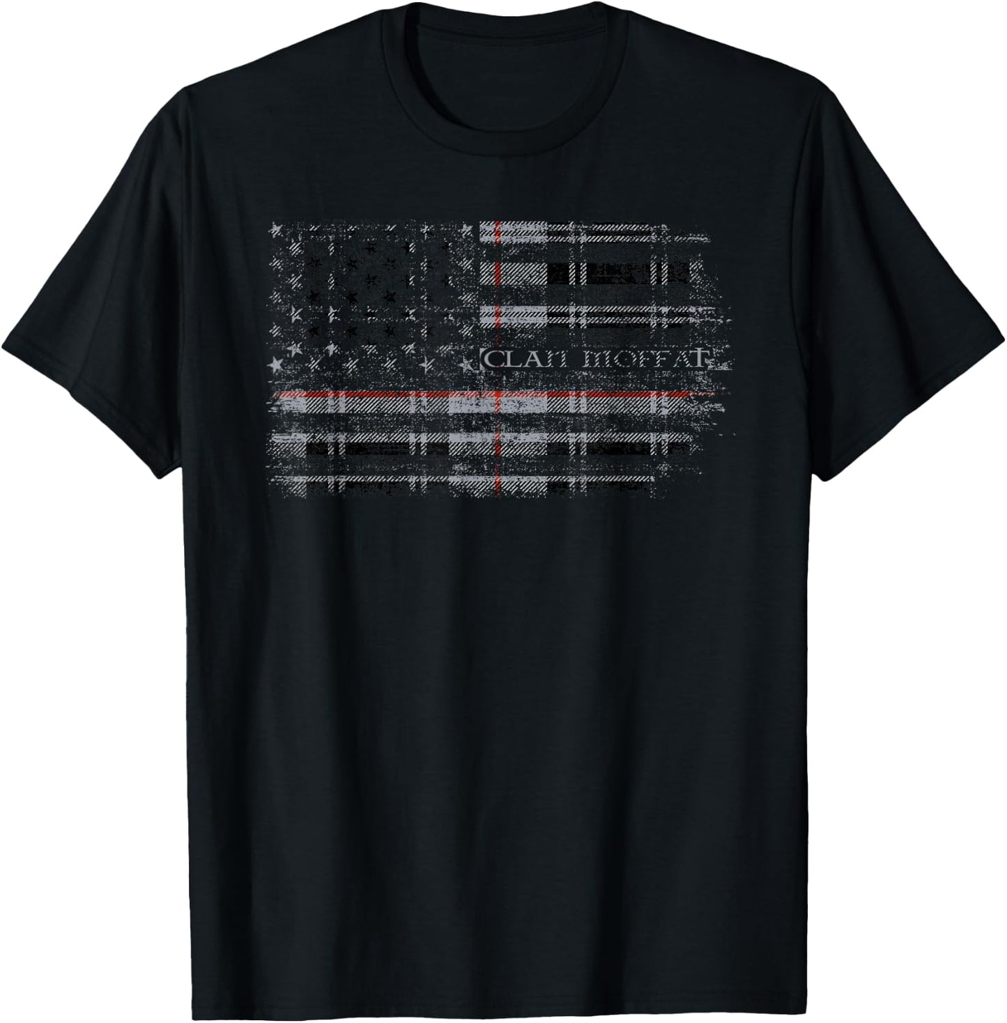 Clan Moffat Scottish tartan US flag kilt Scotland T-Shirt - T-Shirt | Black