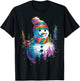 Snowman Christmas Motif X-Mas Art Family Snowman T-Shirt - T-Shirt | Black
