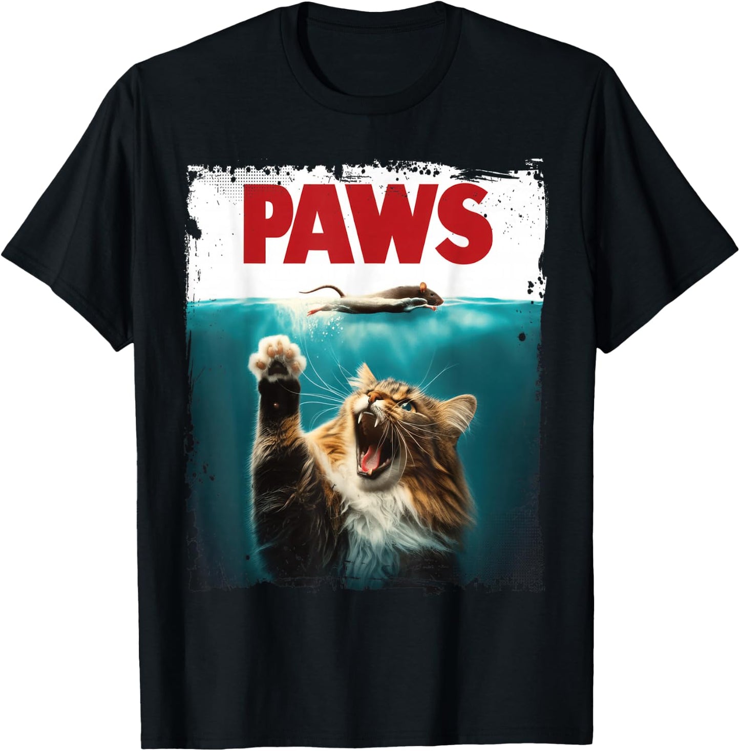 Humorous Paws Parody Cat Mouse for Cat Lover Cat Mom Cat Dad T-Shirt - T-Shirt | Black