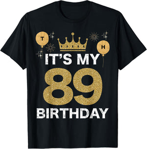 It's My Birthday 89th King BDay Party Crown Man And Woman T-Shirt - T-Shirt | Black