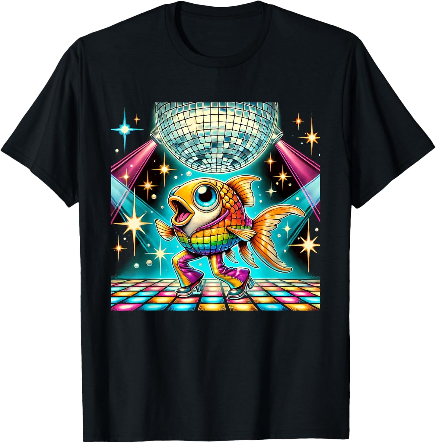 Aesthetic Fish Disco T-Shirt - T-Shirt | Black