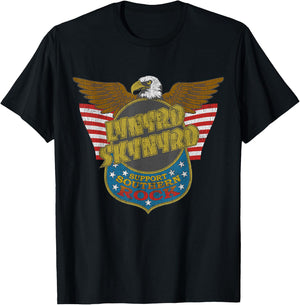 Lynyrd Skynyrd Eagle Support Badge US Flag 70s Southern Rock T-Shirt - T-Shirt | Black