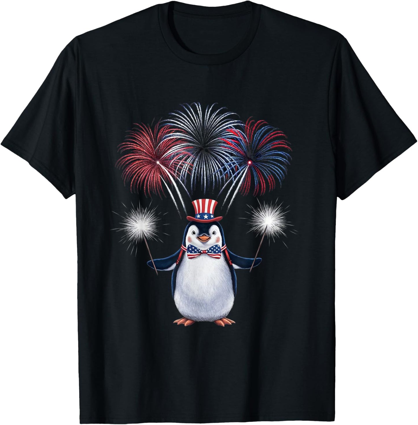 US Flag Penguin 4th Of July Patriotic Penguin Men Women Kids T-Shirt - T-Shirt | Black