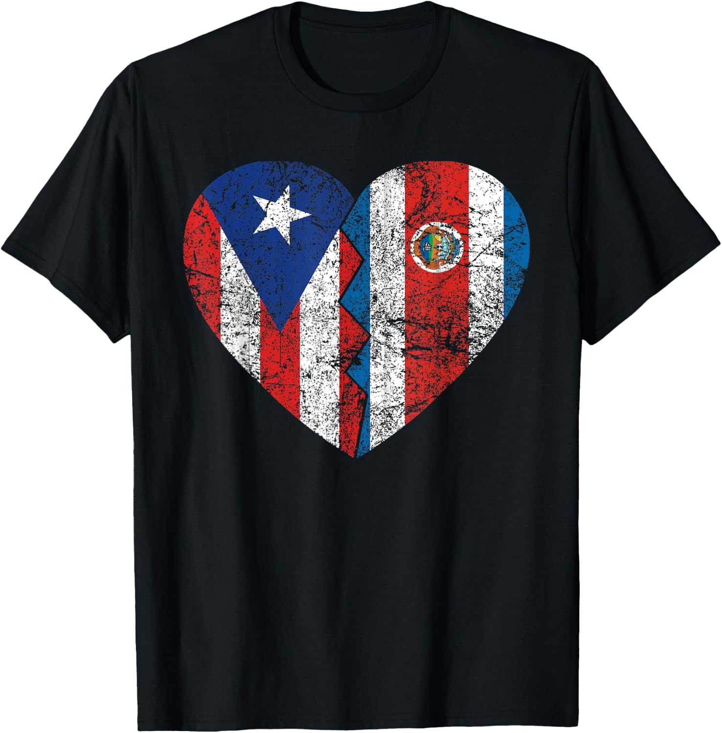 Costa Rican Puerto Rican Flags | Puerto Rico Costa Rica T-Shirt - T-Shirt | Black