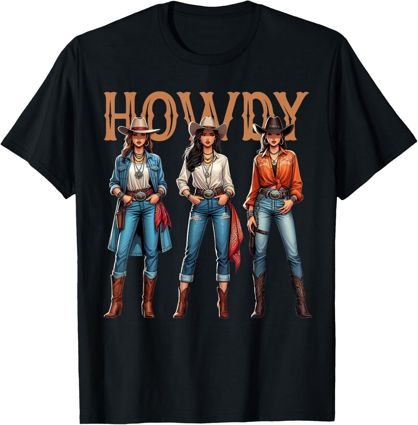 Women Western Cowgirl Rodeo Melanin History Texas T-Shirt - T-Shirt | Black