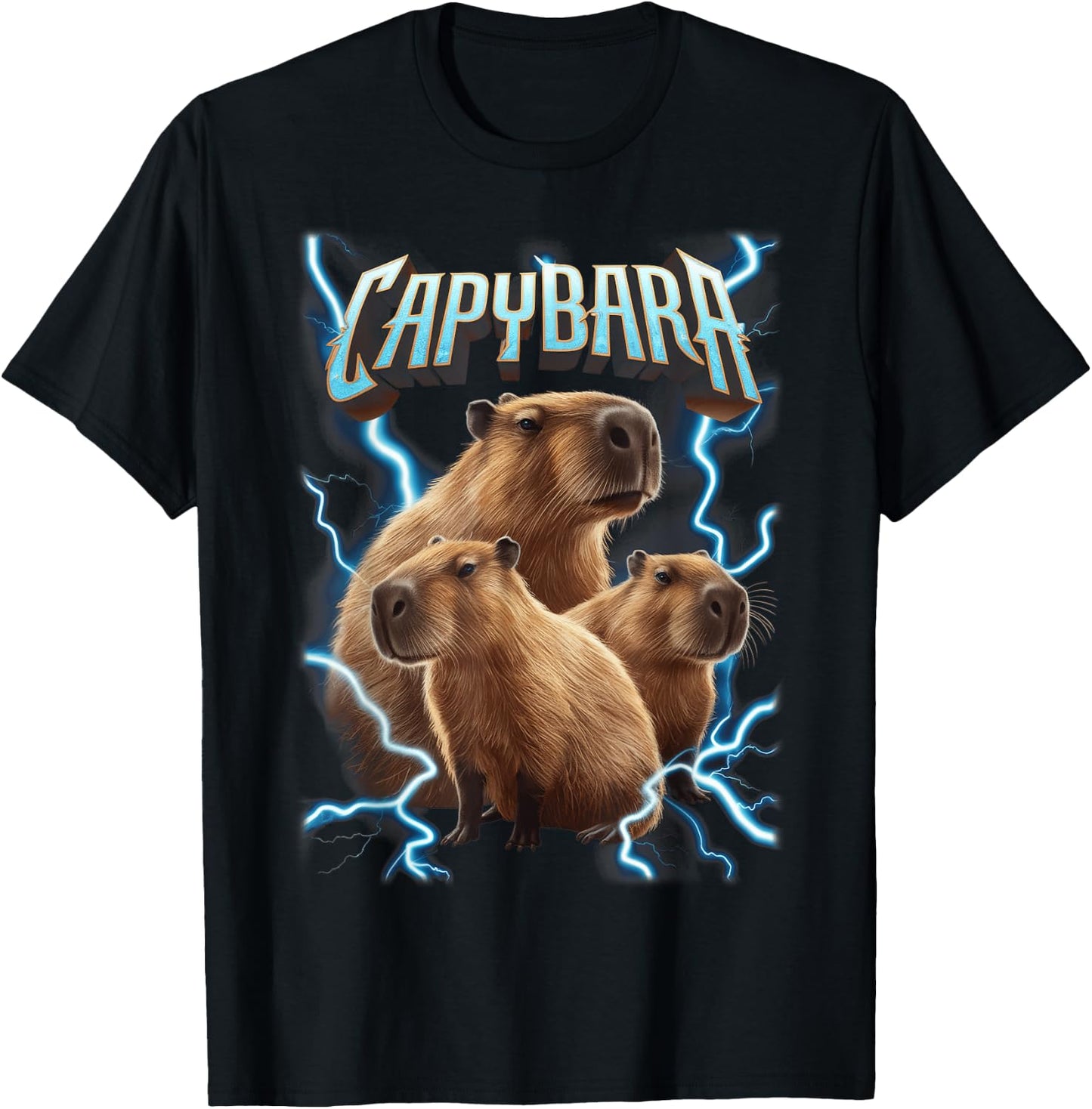 Capybara Heavy Metal Christmas Shirt | Funny Holiday Gifts T-Shirt - T-Shirt | Black