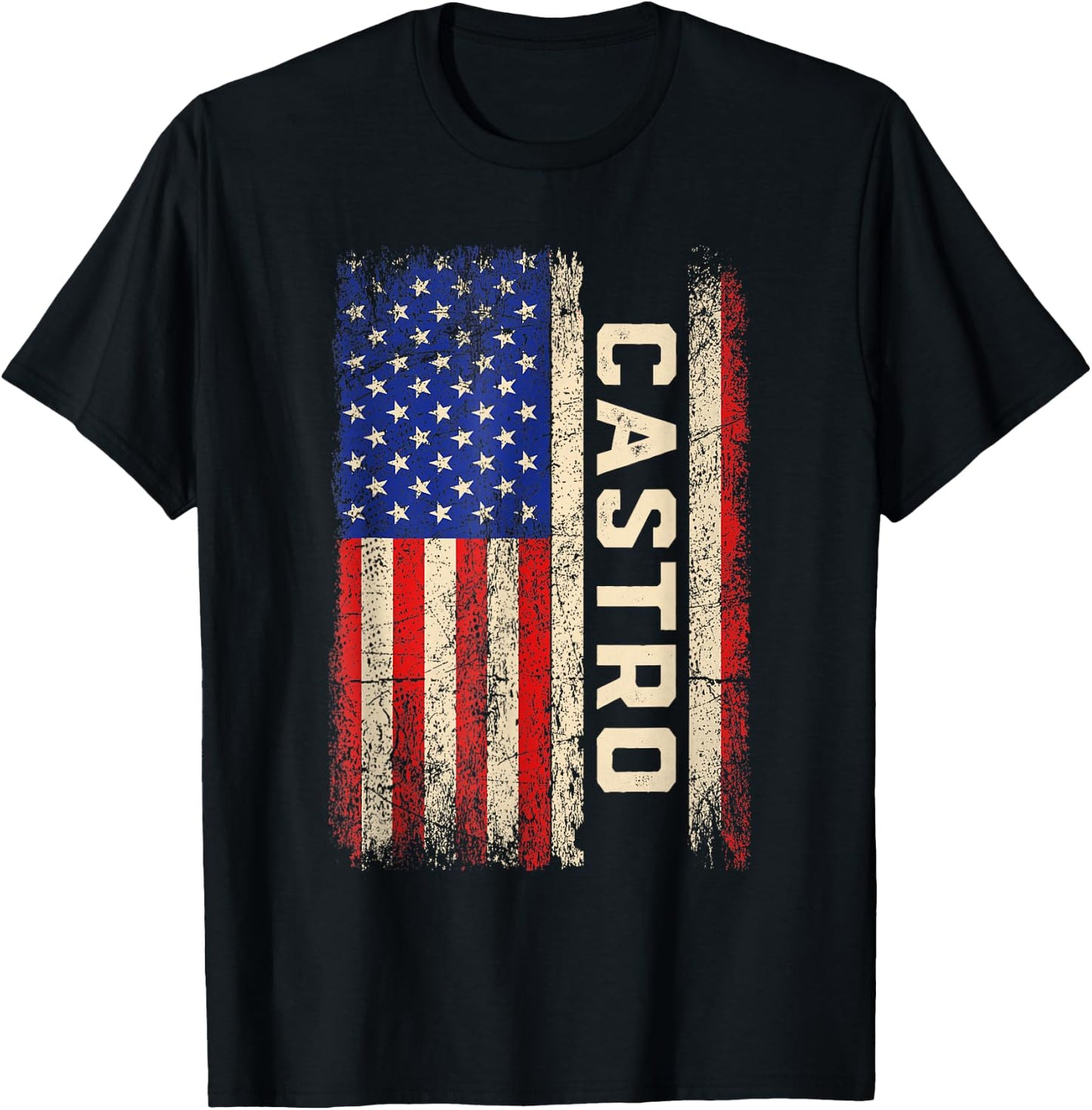 Castro Last Name Shirt Castro Name American Flag T-Shirt - T-Shirt | Black
