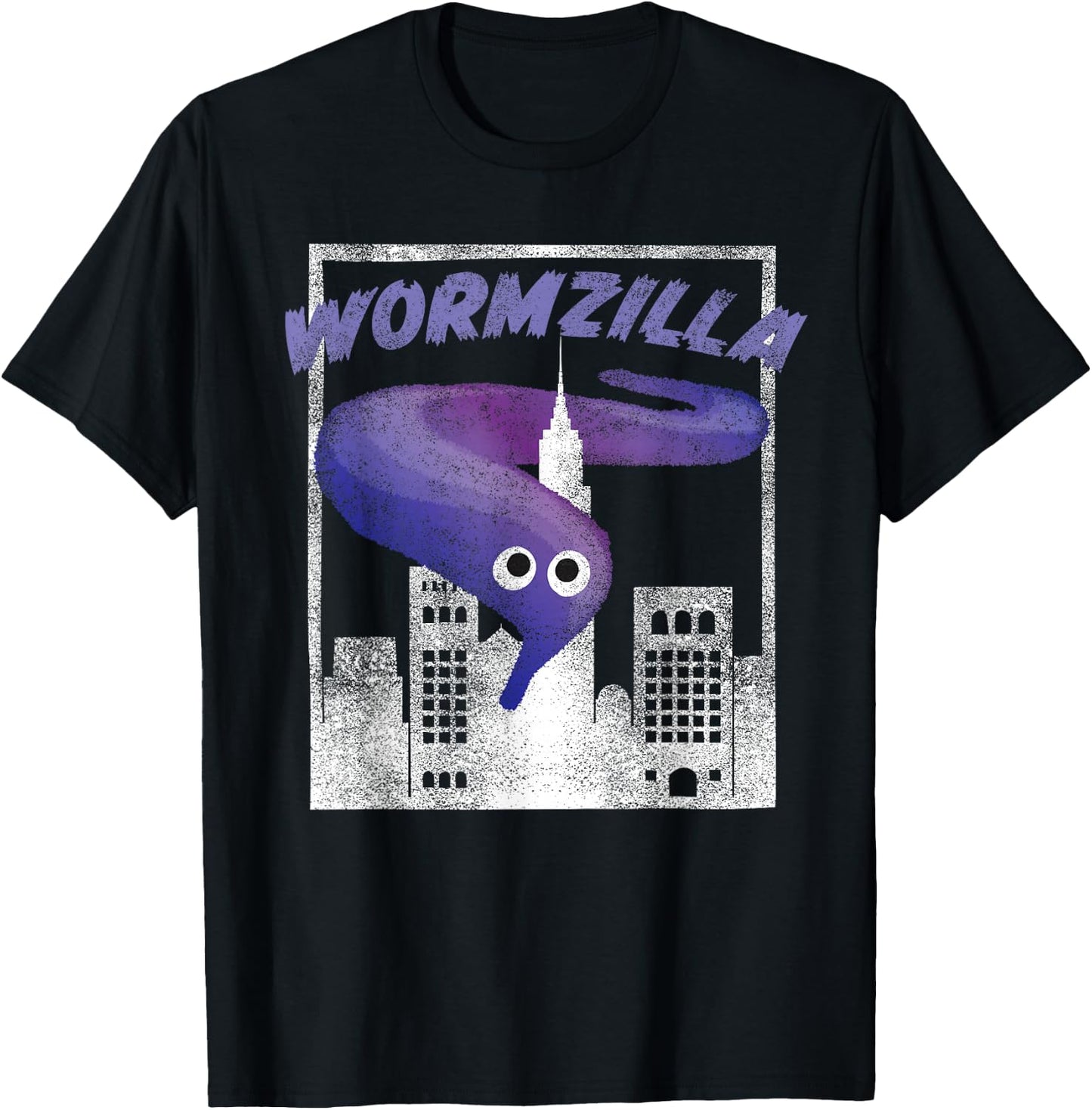 Worm On A String Meme Purple Wormzilla Retro Japanese Style T-Shirt - T-Shirt | Black