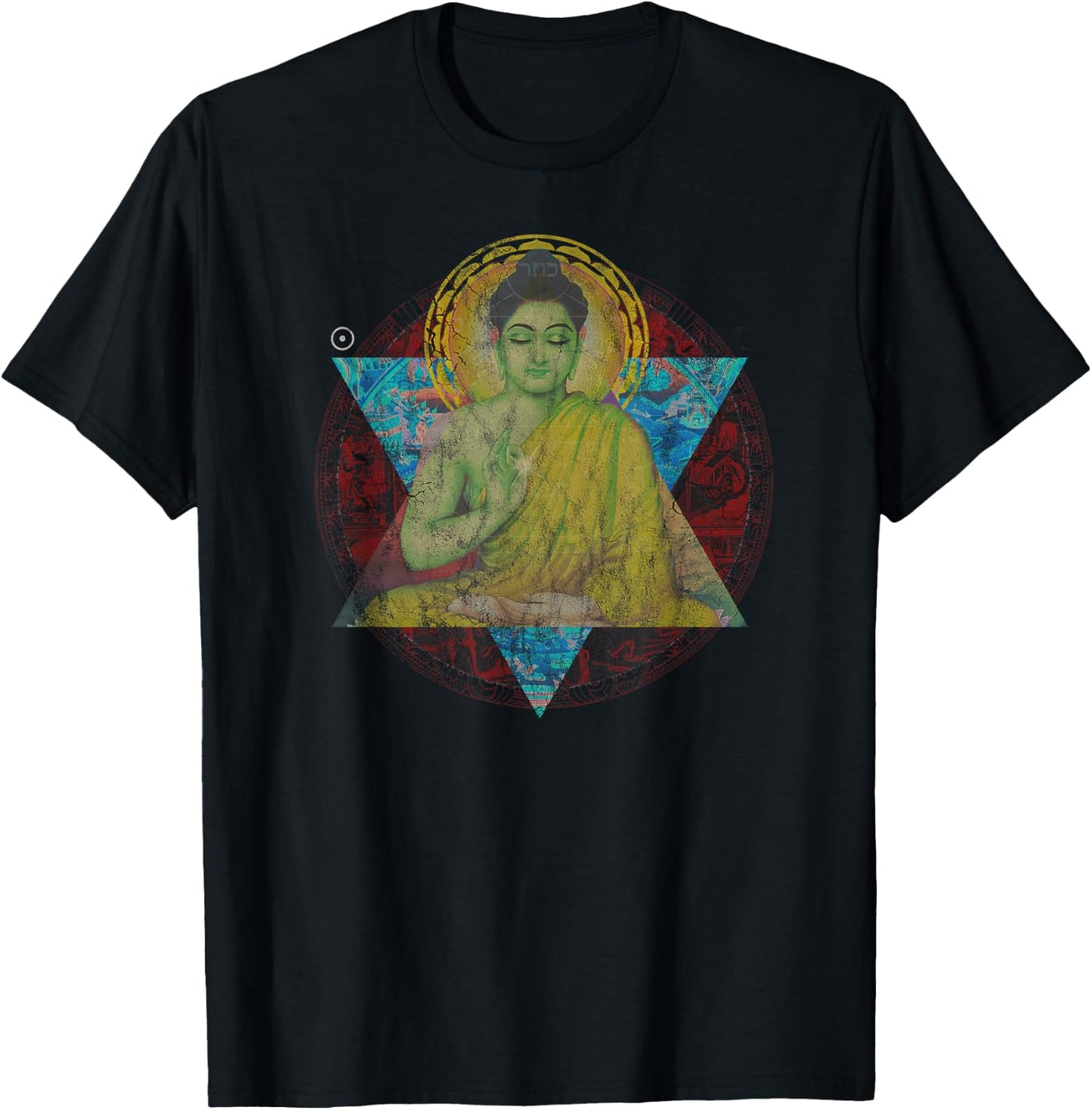 Yoga Buddhism Dharma Wheel Buddha Dharma Vintage Meditate T-Shirt - T-Shirt | Black