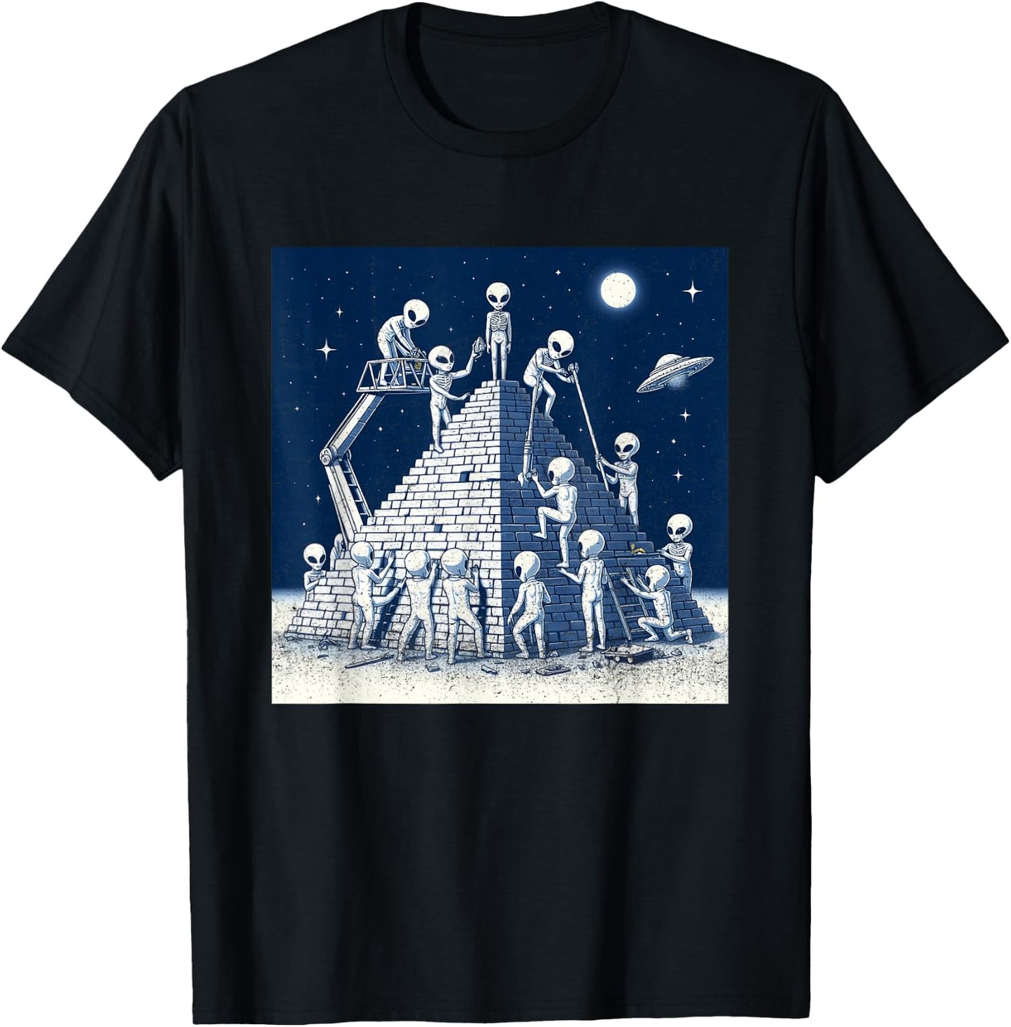 Aliens Building Pyramid T-Shirt - T-Shirt | Black