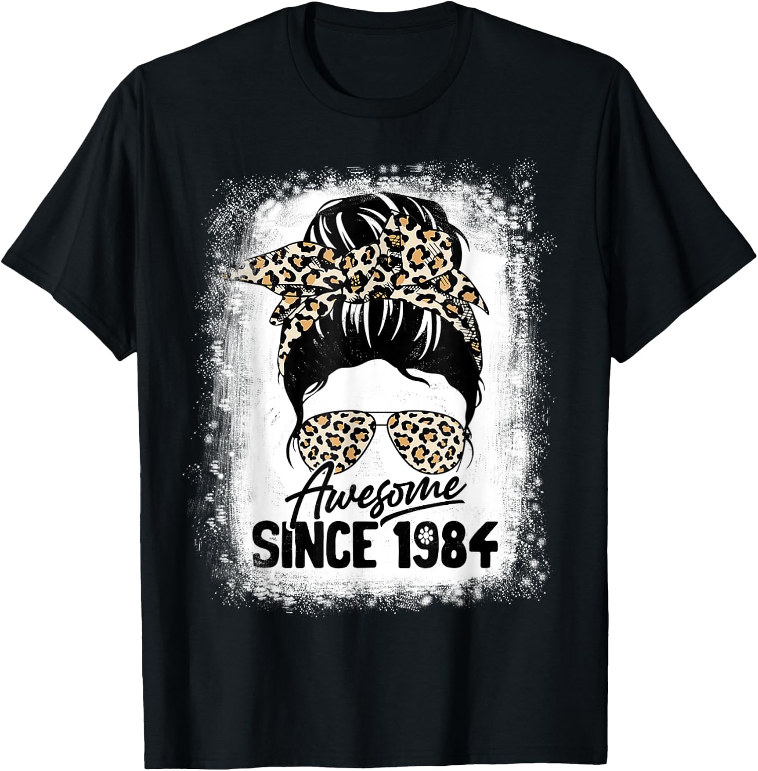 38 Years Old Awesome Since 1984 Leopard 38th Birthday T-Shirt - T-Shirt | Black