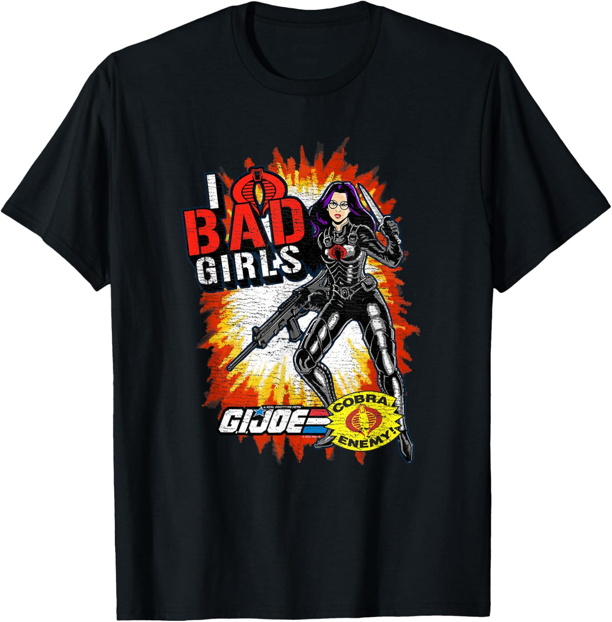 G.I. Joe I Heart Bad Girls Baroness Distressed Action Poster T-Shirt - T-Shirt | Black