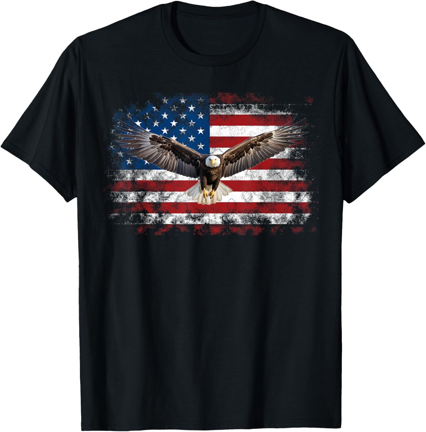 Patriotic Eagle 4th Of July USA American Flag Girls Kids Men T-Shirt - T-Shirt | Black