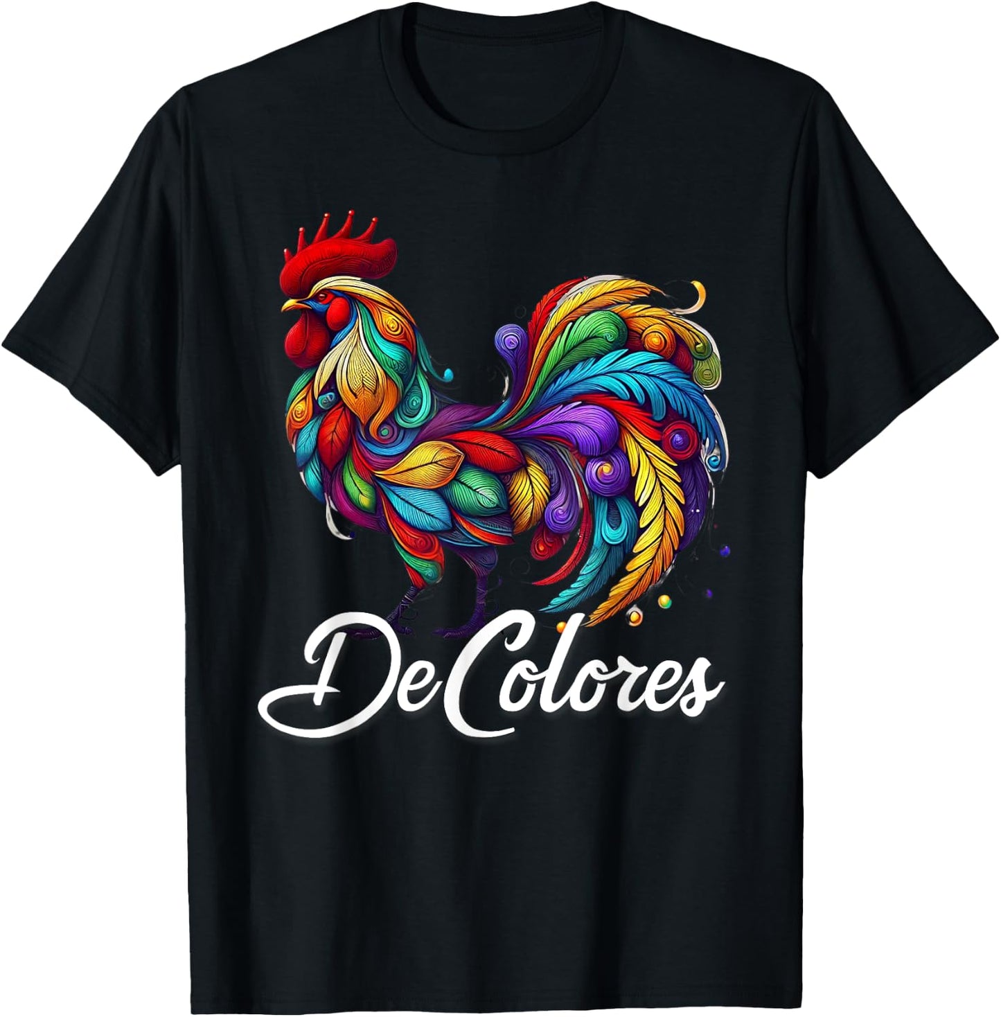 DeColores Cursillo Rainbow Rooster Catholic T-Shirt - T-Shirt | Black