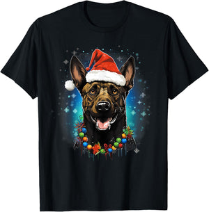 Xmas Dutch Shepherd Dog Christmas Women Kids T-Shirt - T-Shirt | Black