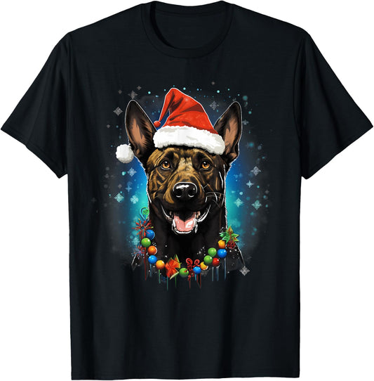 Xmas Dutch Shepherd Dog Christmas Women Kids T-Shirt - T-Shirt | Black