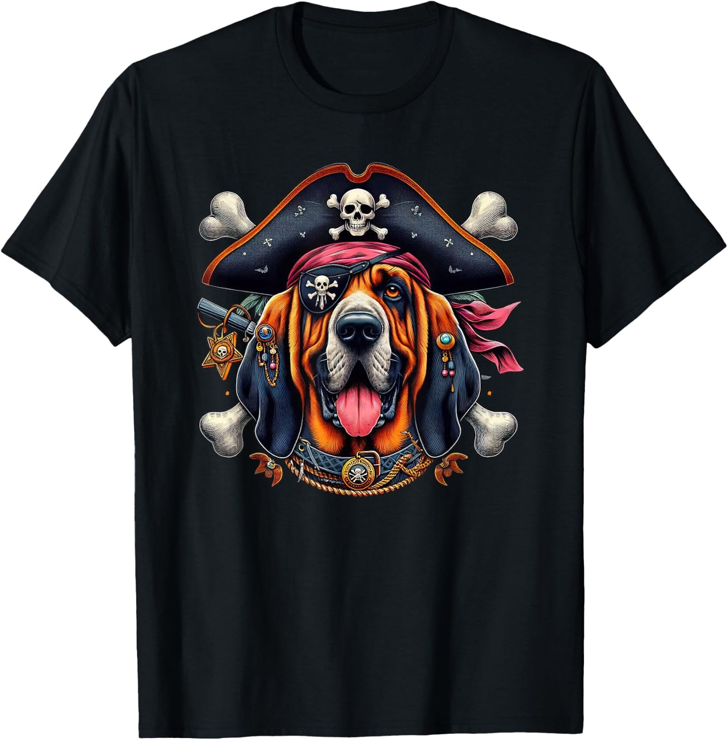 Bloodhound Pirate Crossbones Halloween Kids T-Shirt - T-Shirt | Black