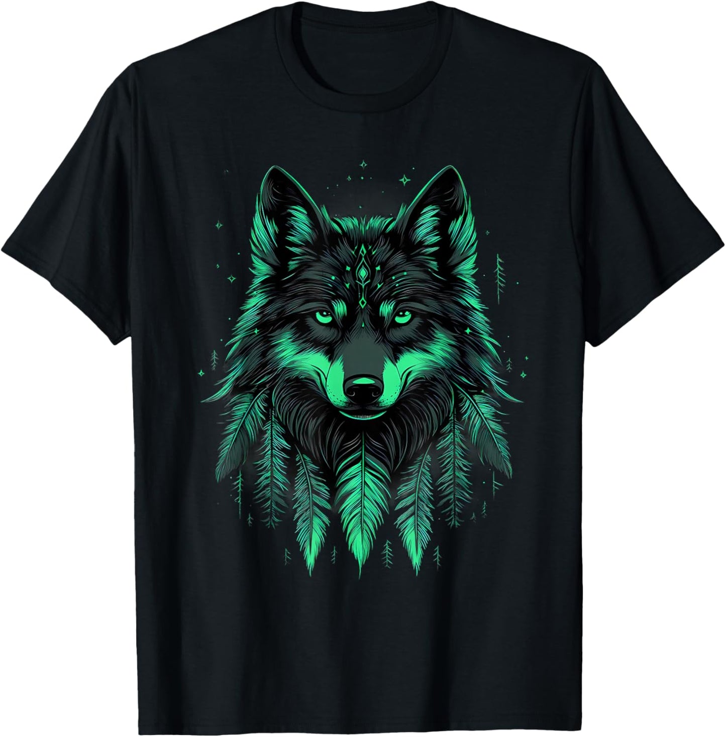 Indian Tribe Wolf Native American Pride Indian Chief T-Shirt - T-Shirt | Black
