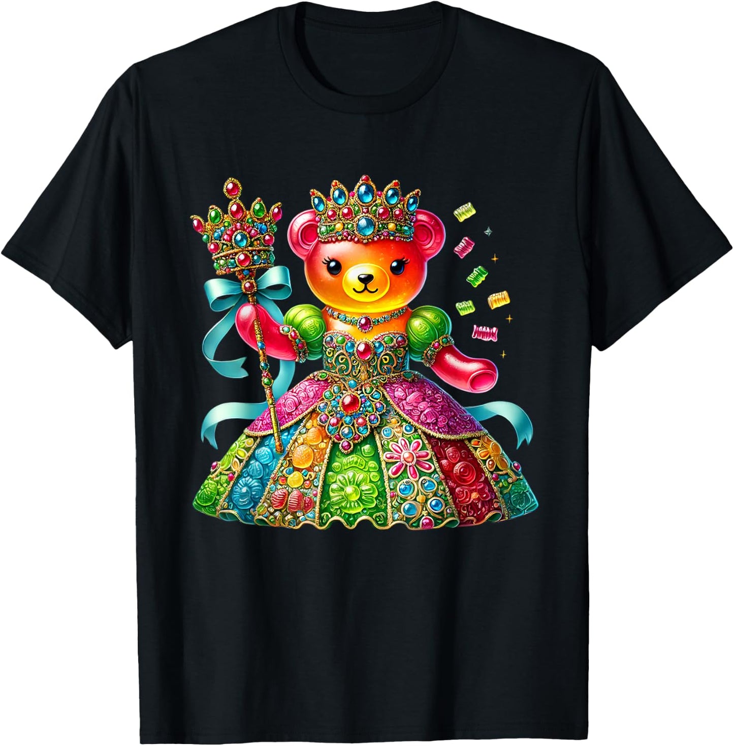 Cute Gummy Bear Princess Candy Lover Girls Kids T-Shirt - T-Shirt | Black
