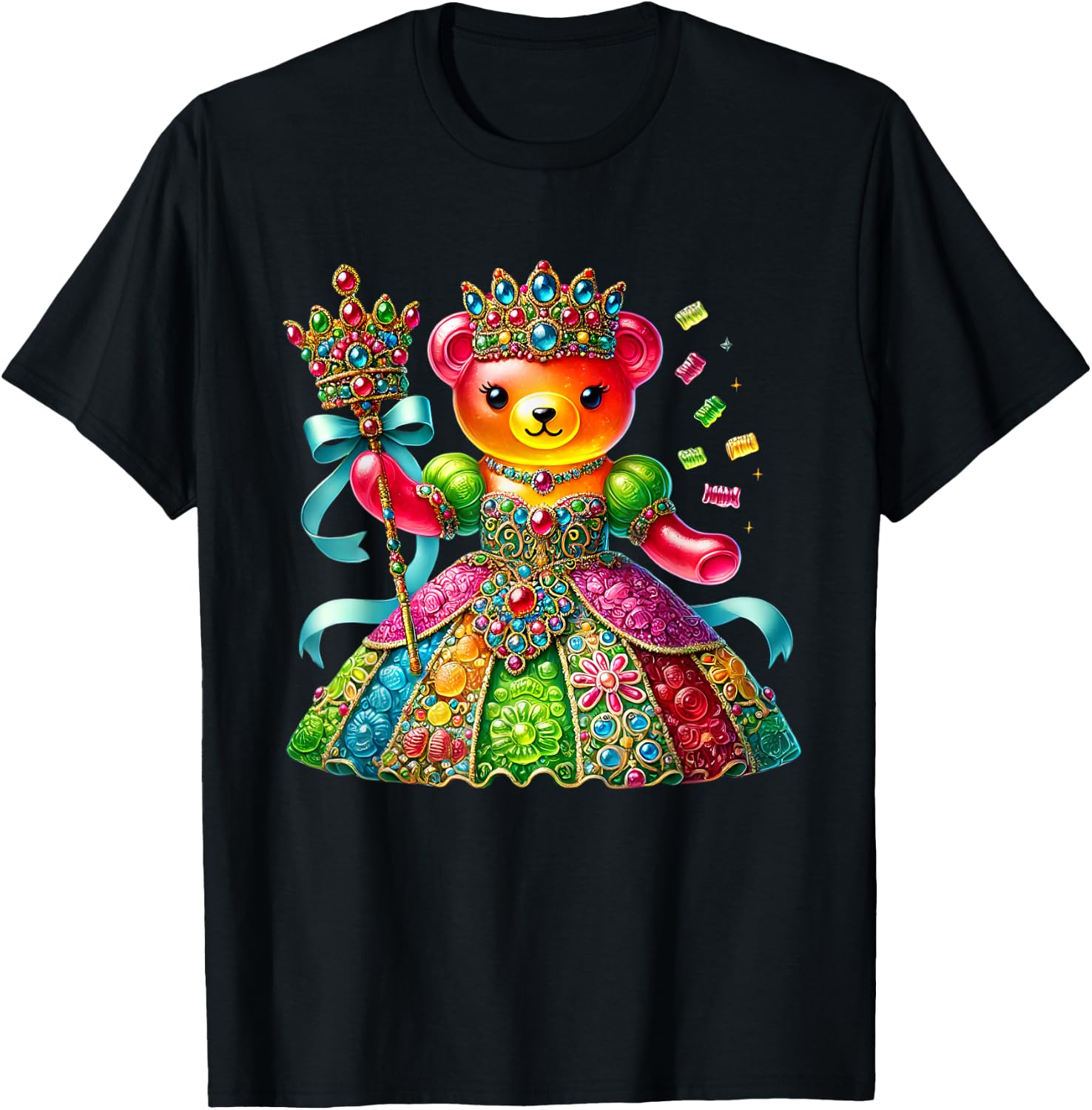 Cute Gummy Bear Princess Candy Lover Girls Kids T-Shirt - T-Shirt | Black