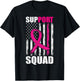 Breast Cancer Support Squad For Mom Flag Pink Ribbon T-Shirt - T-Shirt | Black