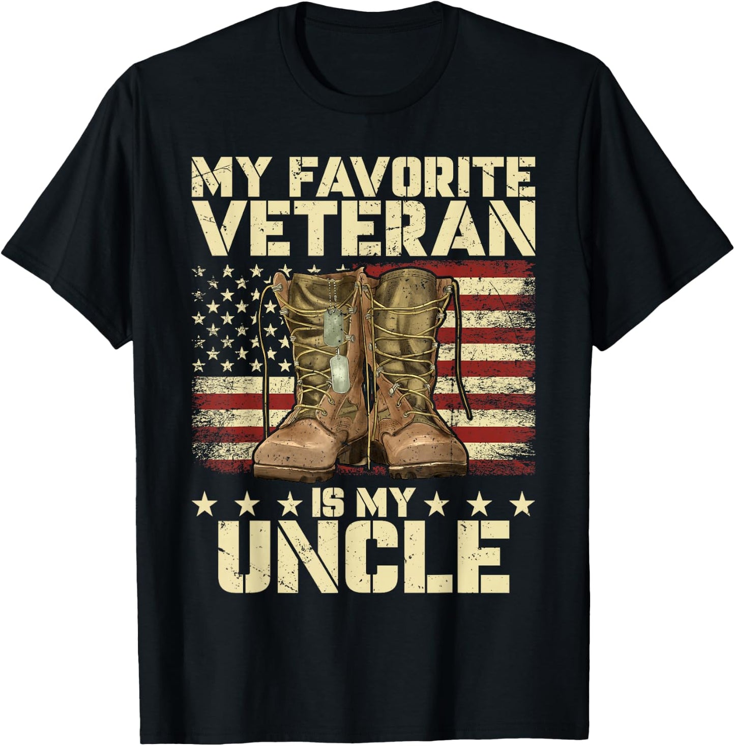 Army Veterans Day My Favorite Veteran Is My Uncle For Kids T-Shirt - T-Shirt | Black