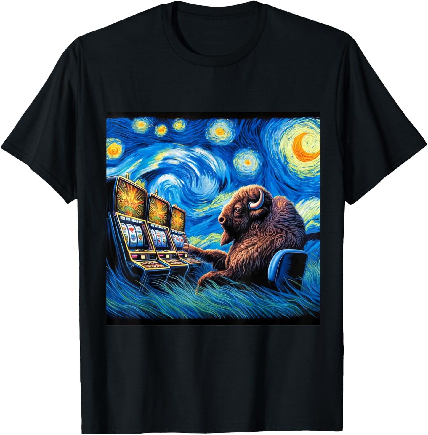 Lucky Buffalo Casino Slot Machine BUFFALOOOOO Gambling T-Shirt - T-Shirt | Black