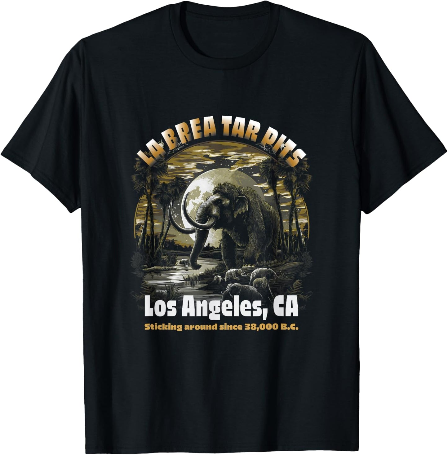Los Angeles La Brea Tar Pits Columbian Mammoth T-Shirt - T-Shirt | Black