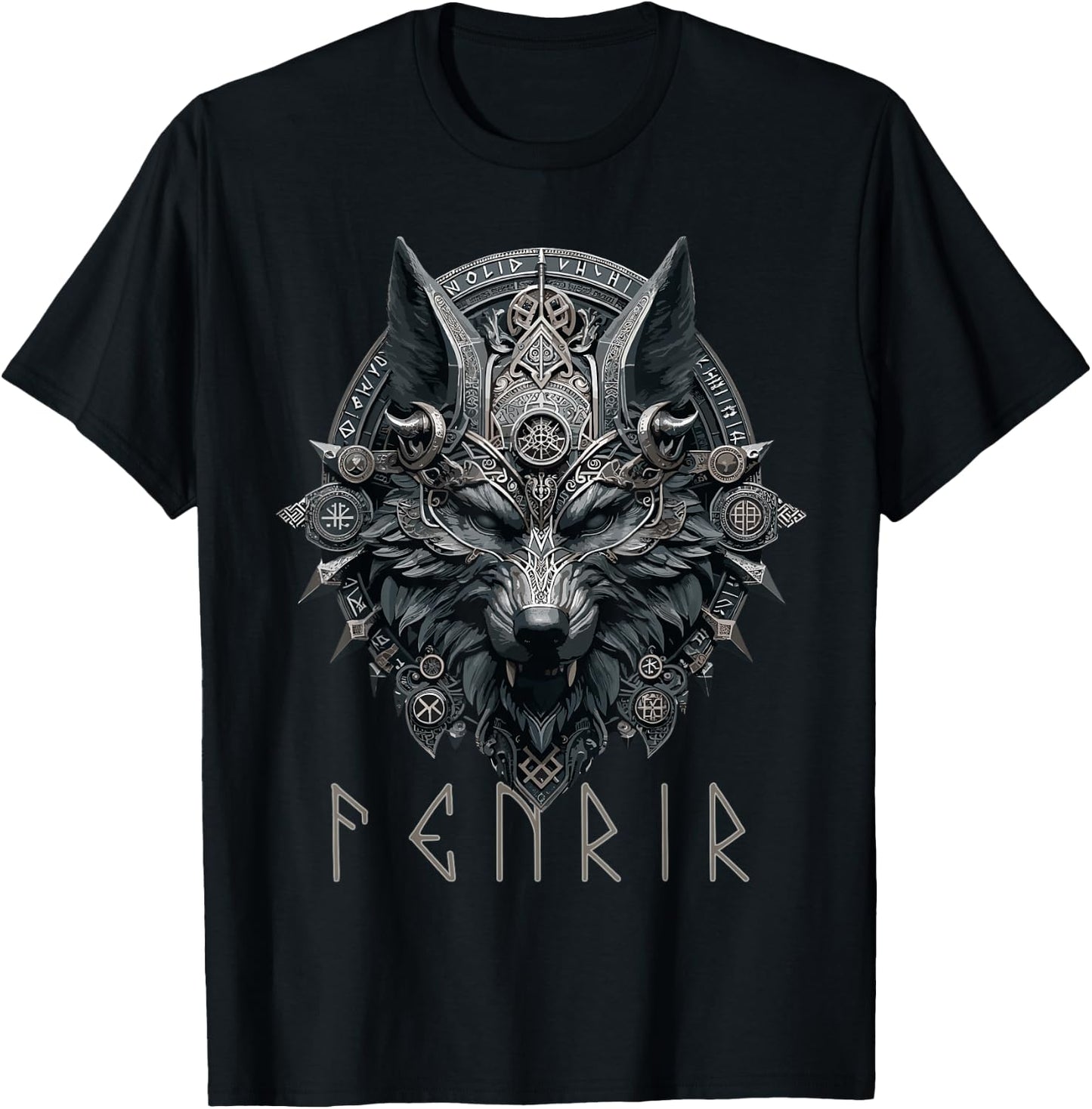 Norse Mythology Pagan Nordic Wolf Viking Design Ragnarok Men T-Shirt - T-Shirt | Black