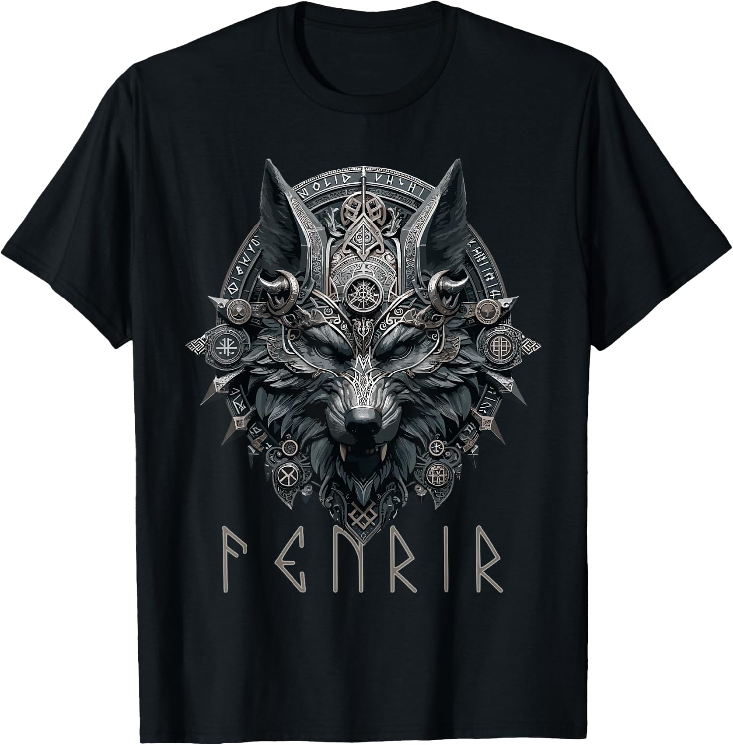 Norse Mythology Pagan Nordic Wolf Viking Design Ragnarok Men T-Shirt - T-Shirt | Black
