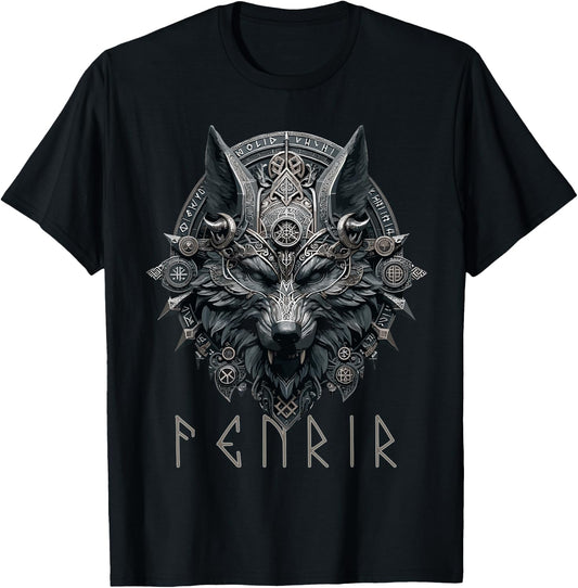 Norse Mythology Pagan Nordic Wolf Viking Design Ragnarok Men T-Shirt - T-Shirt | Black