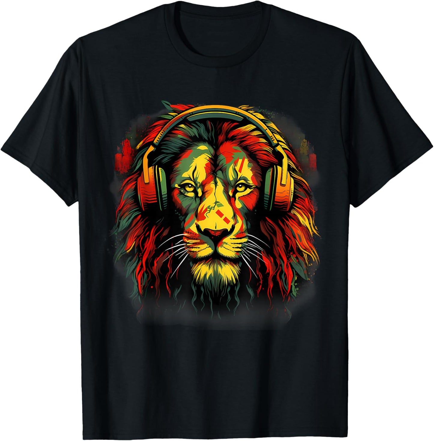 Rasta Reggae Lion Reggae Music Rastafarian Pride Jamaica T-Shirt - T-Shirt | Black